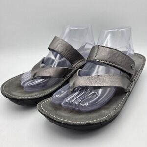 Wolky Tahiti Sandals SZ 11 EU 42‎ Metallic Silver Leather Comfort Walking Travel